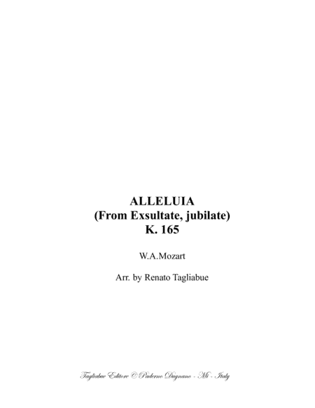 ALLELUIA - K 165 - W.A. Mozart - Arr. for Sax Quartet and Piano - With Parts (arr. Renato Tagliabue)