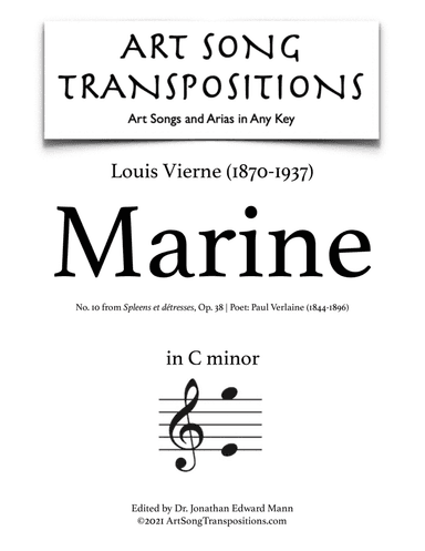VIERNE: Marine, Op. 38 no. 10 (transposed to C minor) (arr. ArtSongTranspositions.com)