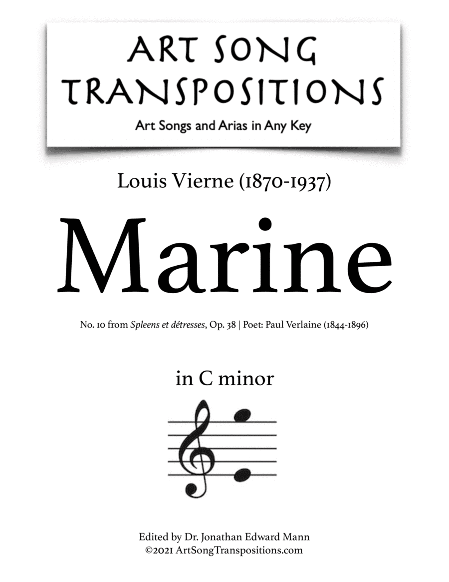 VIERNE: Marine, Op. 38 no. 10 (transposed to C minor) (arr. ArtSongTranspositions.com)