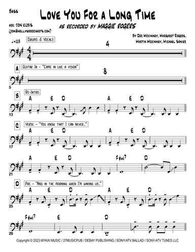 Love You For A Long Time (arr. Hollywood Charts)
