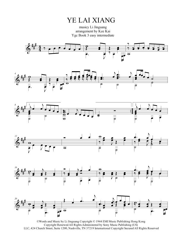 Ye Lai Xiang (arr. Kee Kai)