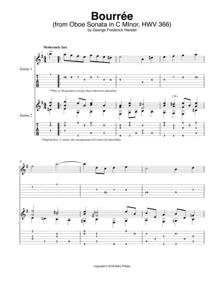 Bourrée (from Oboe Sonata in C MInor, HWV 366) (arr. Mark Phillips)