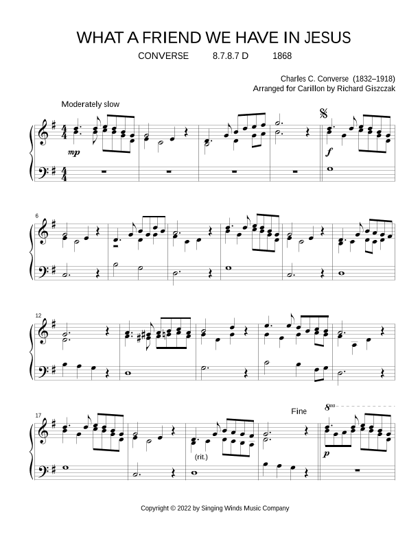 What a Friend We Have in Jesus  (CONVERSE) (arr. Richard Giszczak)
