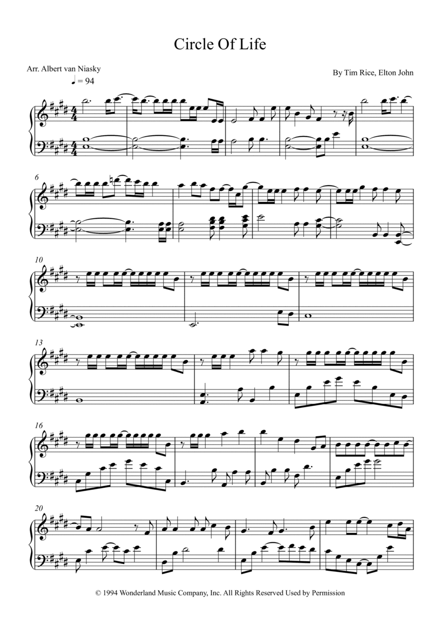 Circle Of Life (arr. Albert van Niasky)