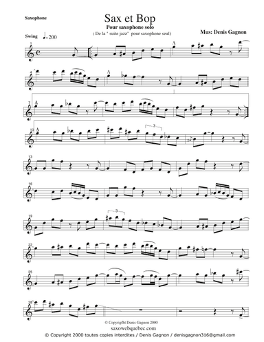 Sax et Bop (Suite jazz pour saxophone seul)