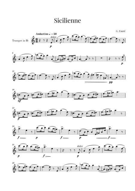 Fauré - Sicilienne (for Trumpet) (arr. Cadenza Editions)