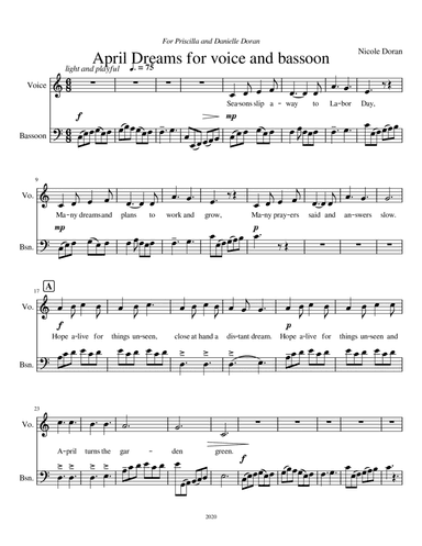 April Dreams for voice and bassoon