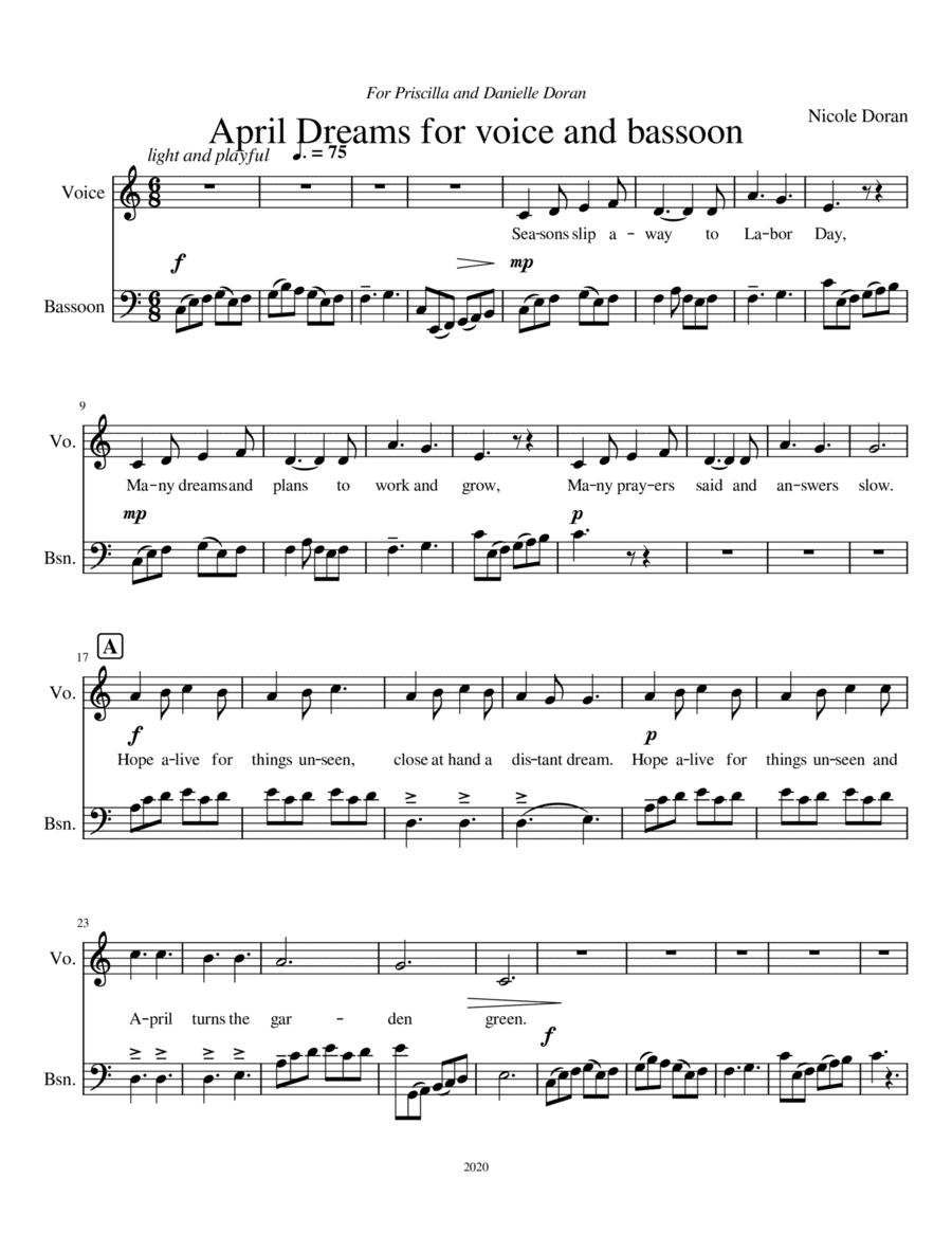 April Dreams for voice and bassoon