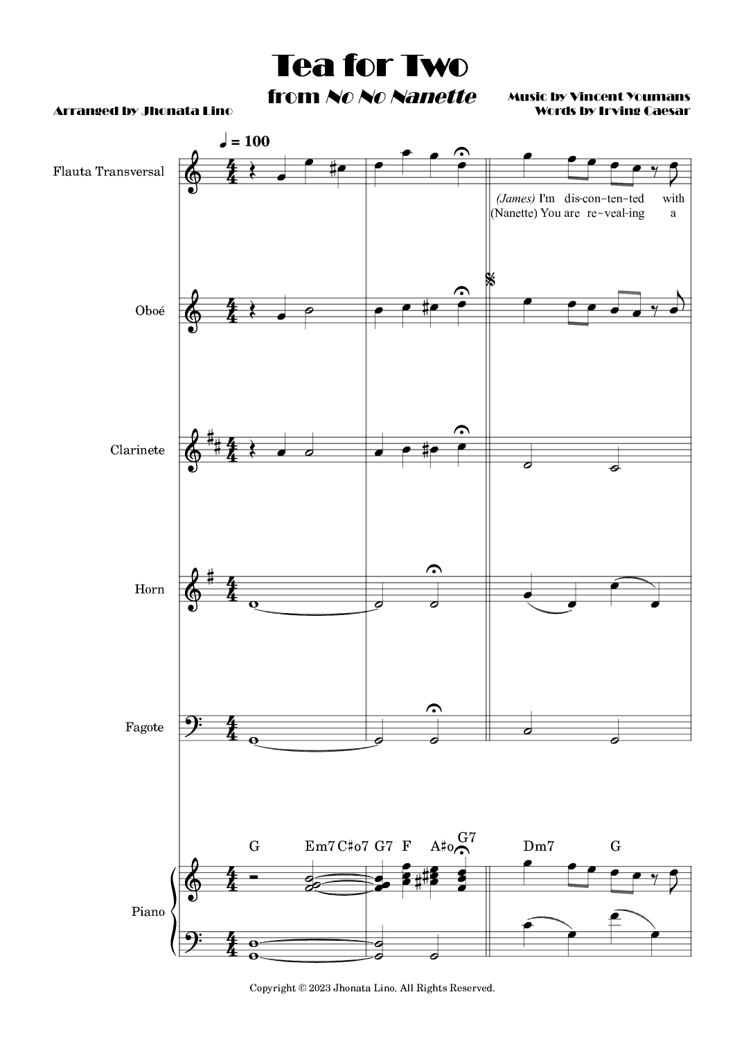 Tea For Two (arr. Jhonata Lino)