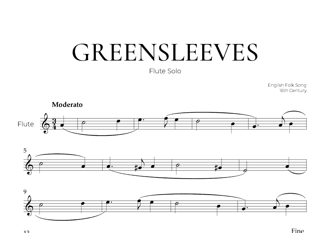 Greensleeves (Flute Solo) - English Folk Song (arr. Pedro Merendi)