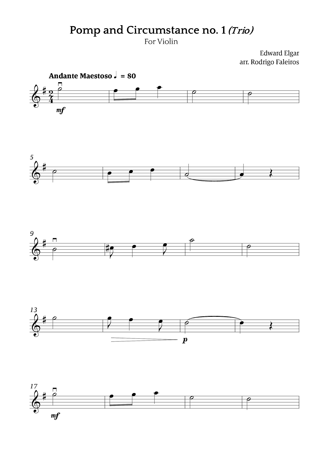 Pomp and Circumstance no. 1 (Trio) (arr. Rodrigo Faleiros)