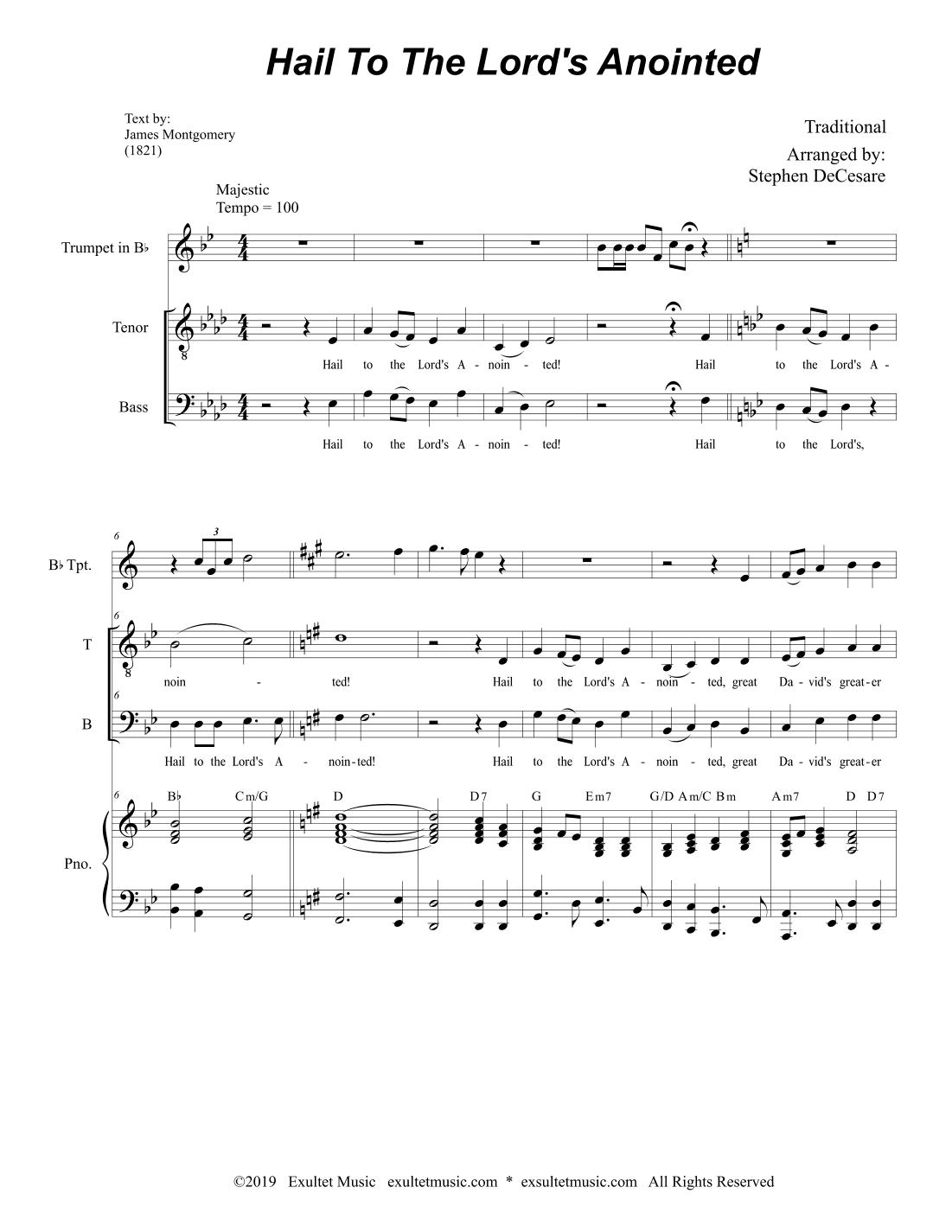 Hail To The Lord's Anointed (Duet for Tenor and Bass solo) (arr. Stephen DeCesare)