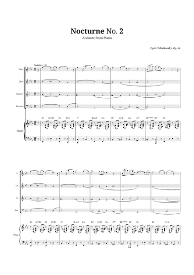 Nocturne by Chopin for Woodwind Quartet and Piano (arr. Langanho)