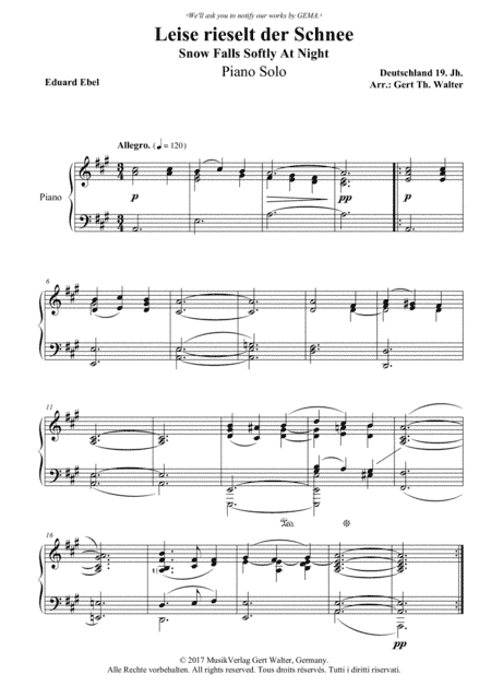Snow Falls Softly At Night (arr. Gert Th. Walter)