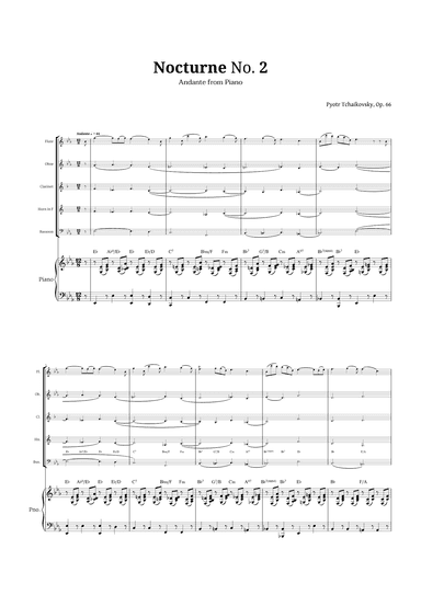 Nocturne by Chopin for Woodwind Quintet and Piano (arr. Langanho)