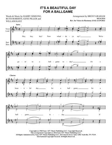 It's A Beautiful Day For A Ball Game (arr. Brent Graham)