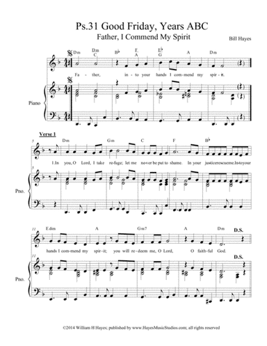 Psalm 31: Father, I Commend My Spirit (piano/vocal)