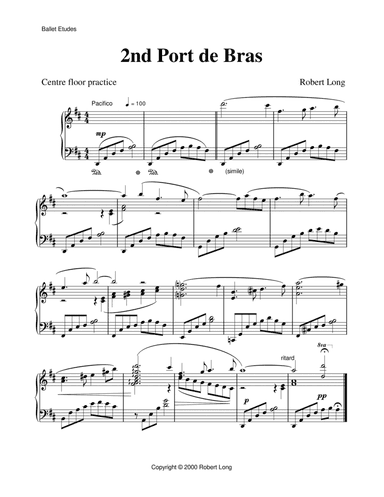 Sheet music for port de bras 4/4
