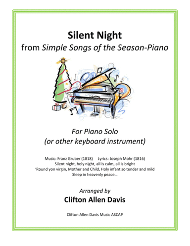 Silent Night (solo piano) arranged by Clifton Davis (arr. Clifton Davis)