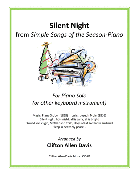 Silent Night (solo piano) arranged by Clifton Davis (arr. Clifton Davis)