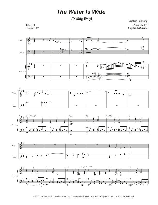 The Water Is Wide (O Waly, Waly) (Duet for Violin and Cello) (arr. Stephen DeCesare)