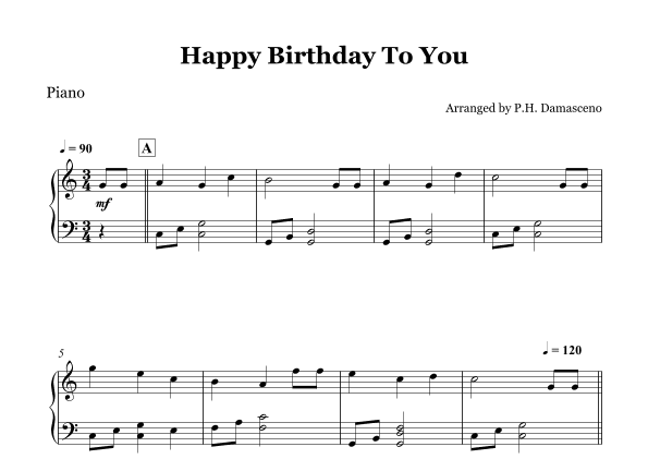 Happy Birthday To You - Piano Solo (arr. P.H. Damasceno)