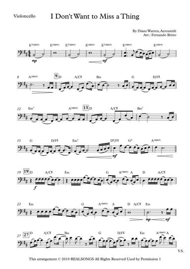 I Don't Want To Miss A Thing (arr. Fernando Britto)