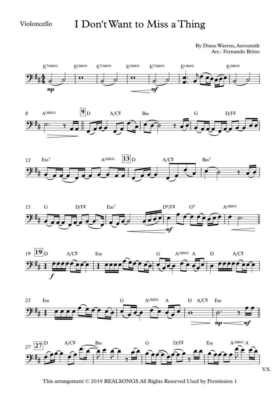 I Don't Want To Miss A Thing (arr. Fernando Britto)