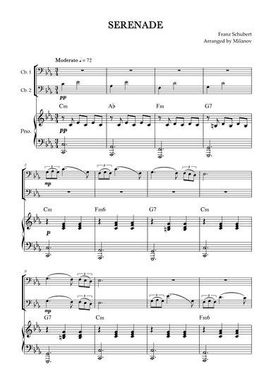 Serenade | Schubert | String bass duet and piano | Chords (arr. Milanov)