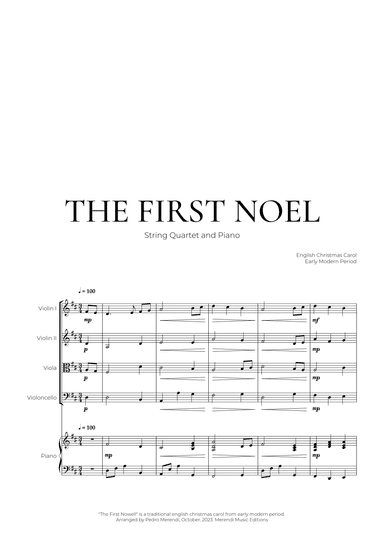 The First Noel (String Quartet and Piano) - Christmas Carol (arr. Pedro Merendi)