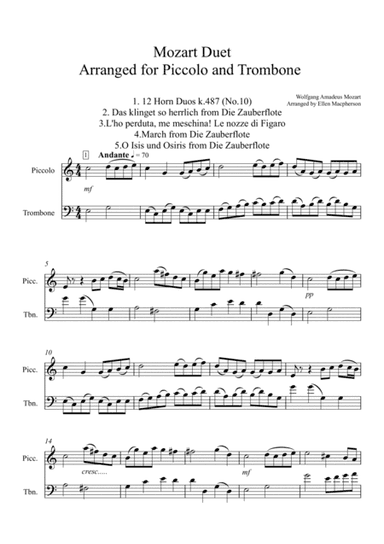 Mozart Duet arranged for Piccolo and Trombone (arr. Ellen Macpherson)