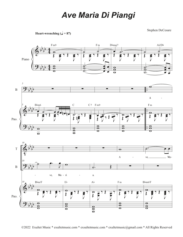 Ave Maria Di Piangi (Duet for Tenor and Bass solo)