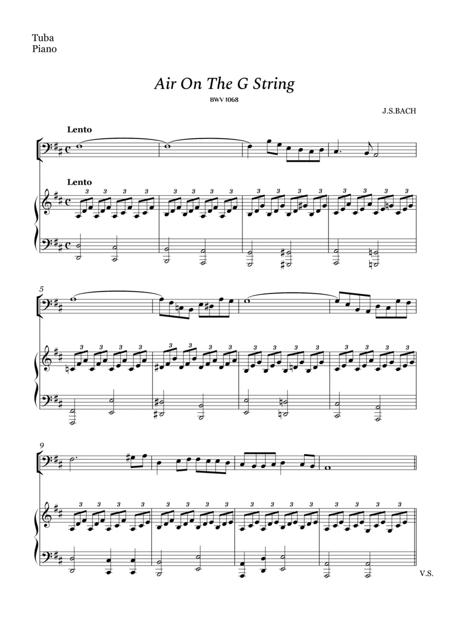 Bach - Air on The G String for Tuba and Piano (Easy Arrangement) (arr. Cássio Silva Chaves)