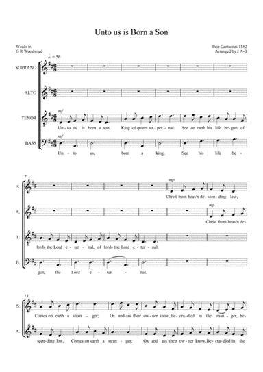 Unto us is Born a Son SATB unaccompanied (arr. Jane Anderson-Brown)