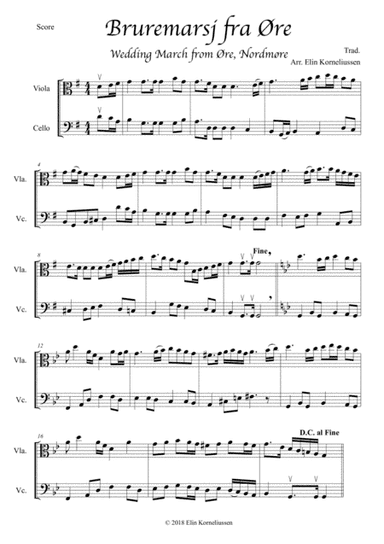 Wedding March from Øre - traditional tune from Norway, for viola and cello (arr. Elin Korneliussen)