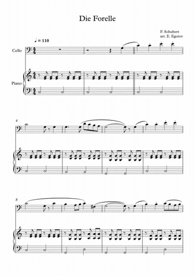 Die Forelle, Franz Schubert, For Cello & Piano (arr. Eugene Egorov)