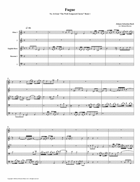 Fugue 16 from Well-Tempered Clavier, Book 1 (Double Reed Quintet) (arr. Richard Byrnes)