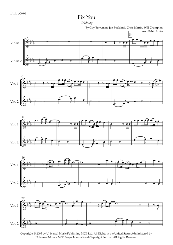 Fix You (arr. Fabio Britto)