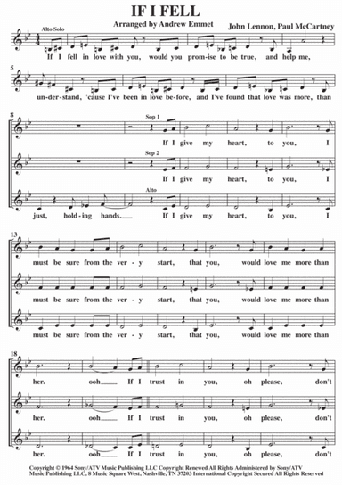 If I Fell (arr. Andrew Emmet)