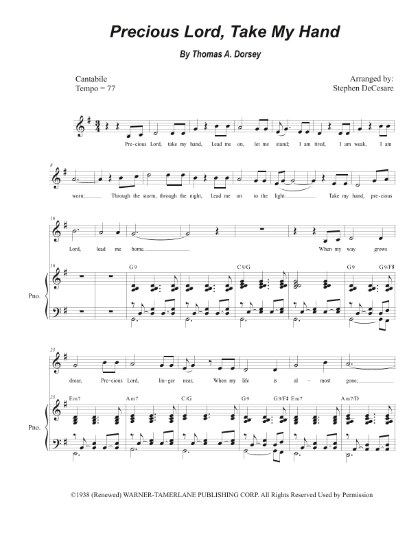 Precious Lord, Take My Hand (take My Hand, Precious Lord) (arr. Stephen DeCesare)