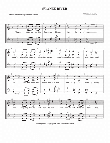 WAY DOWN UPON THE SWANEE RIVER (arr. Walter Latzko)