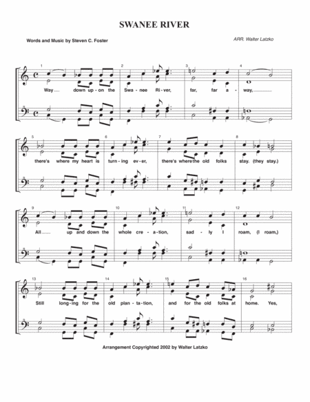 WAY DOWN UPON THE SWANEE RIVER (arr. Walter Latzko)
