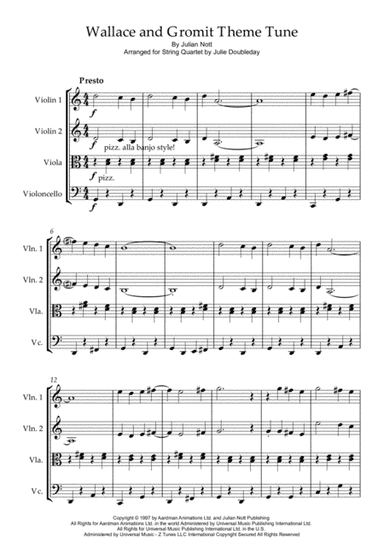 Wallace And Gromit Theme (arr. Julie Doubleday)