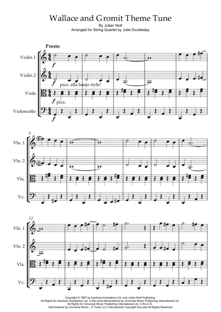 Wallace And Gromit Theme (arr. Julie Doubleday)