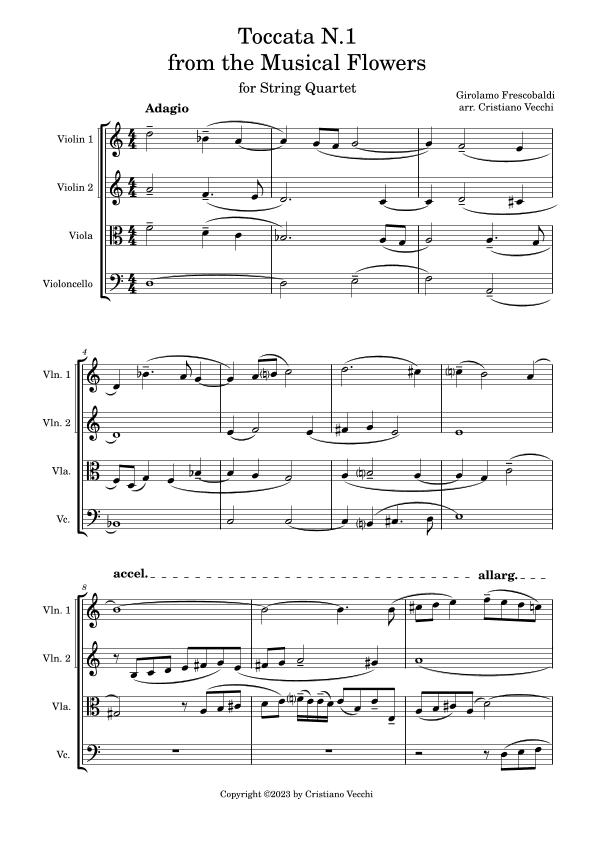 Toccata N.1 from the Musical Flowers - for String Quartet (arr. Cristiano Vecchi)