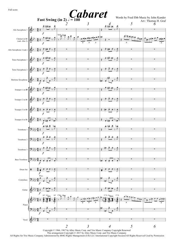 Cabaret - Score Only (arr. Thomas Graf)