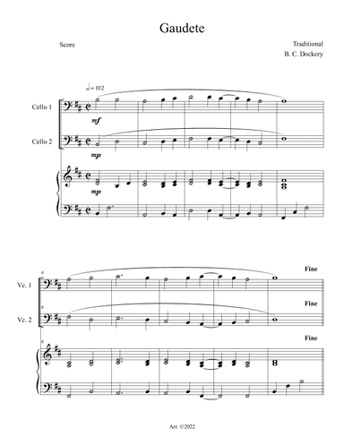 Gaudete (Cello Duet with Piano Accompaniment) (arr. B. C. Dockery)