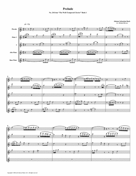 Prelude 20 from Well-Tempered Clavier, Book 1 (Flute Quintet) (arr. Richard Byrnes)