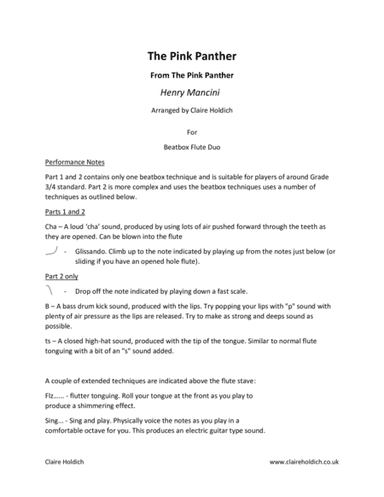 The Pink Panther from THE PINK PANTHER (arr. Claire Holdich)