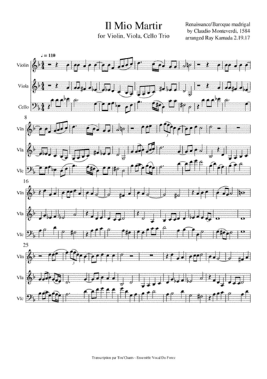 Il Mio Martir, by Claudio Monteverdi (arr. Ray Kamada)